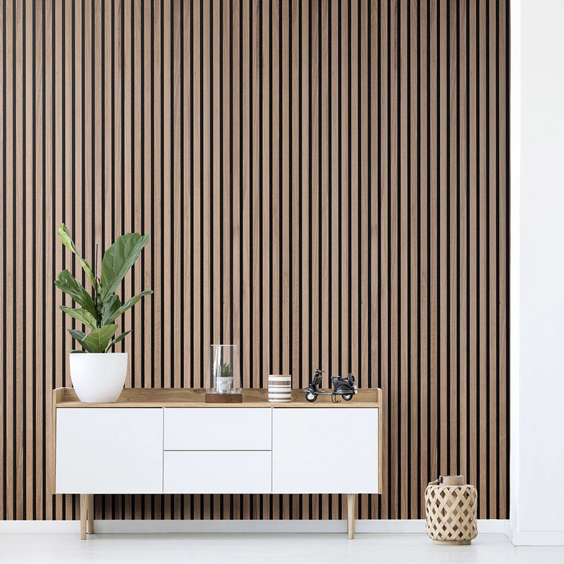 Acoustic Wood Slat Wall Panel – 240cm Oak Veneer