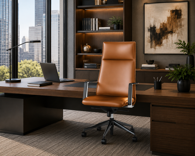 Mirage High Back Executive Chair Tan in modern executive office