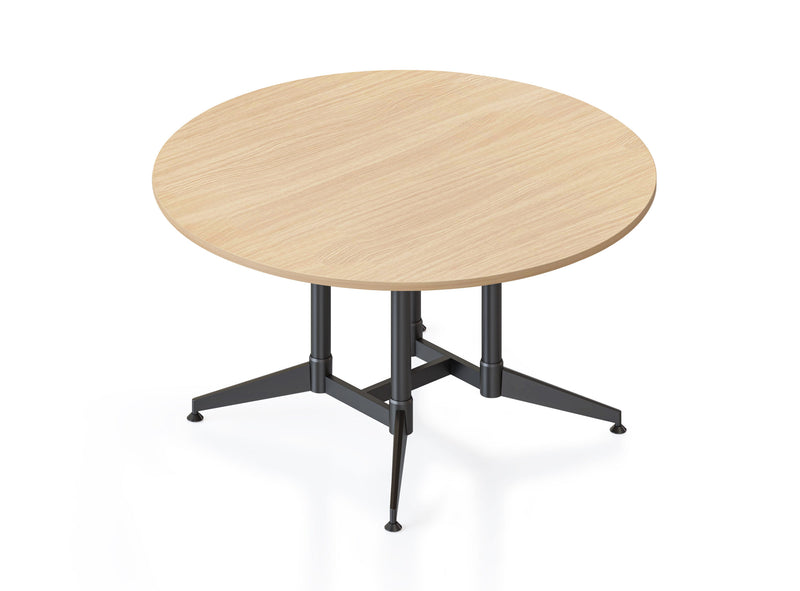Typhoon Round Meeting Table with Natural Oak top and All Black base