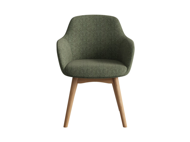 Aspen Timber 4 Leg Chair in olive fabric front angled view