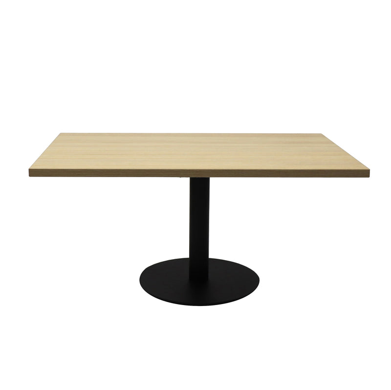 Estilo Square Coffee Table natural oak top with black disc base