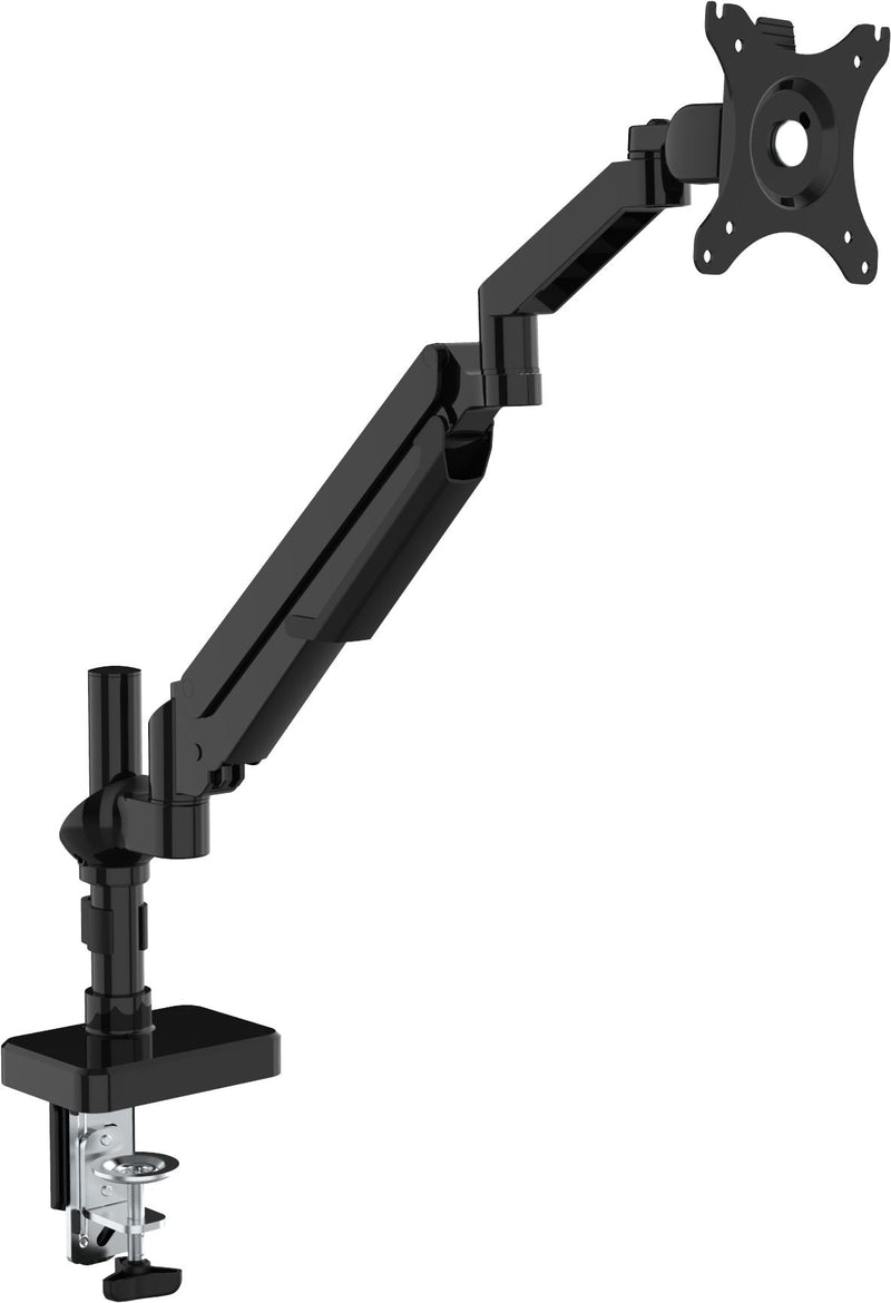 Core Single Gas Spring Monitor Arm in black shown from the front