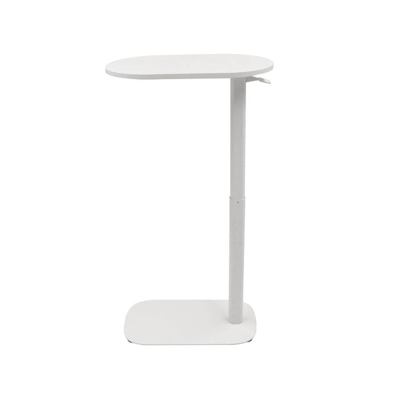 EOS Height Adjustable Side Table natural white top with white frame