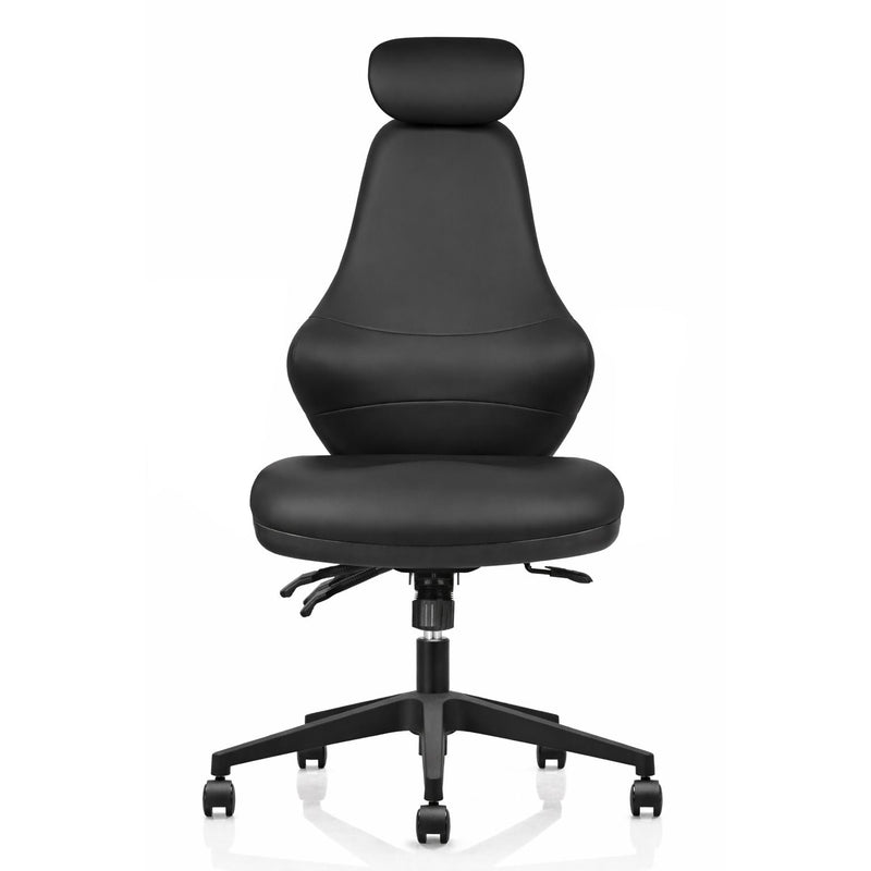Ergora High Back Posture Chair front view in black upholstery