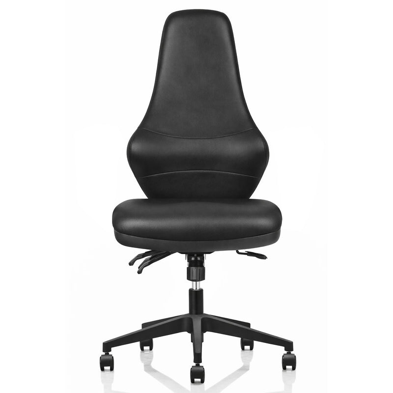 Ergora Medium Back Posture Chair front view in black upholstery
