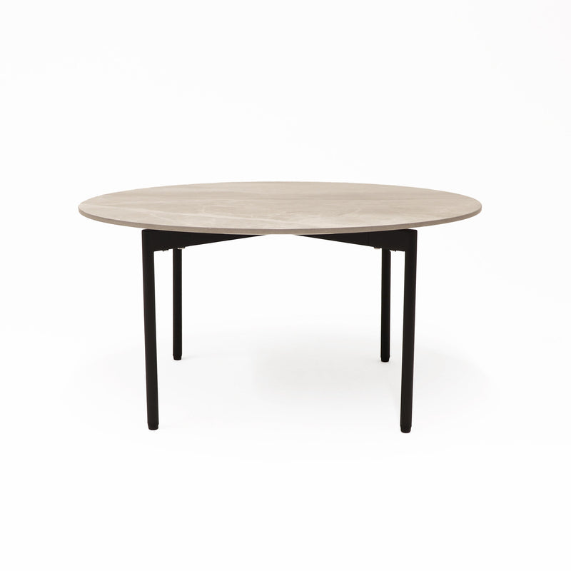 Nido Stone Medium Round Coffee Table with Grey Carrara top and black frame