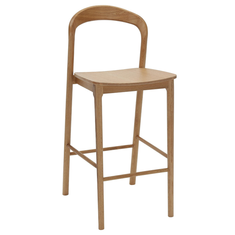 Nodo High Stool American Oak front view in natural timber finish