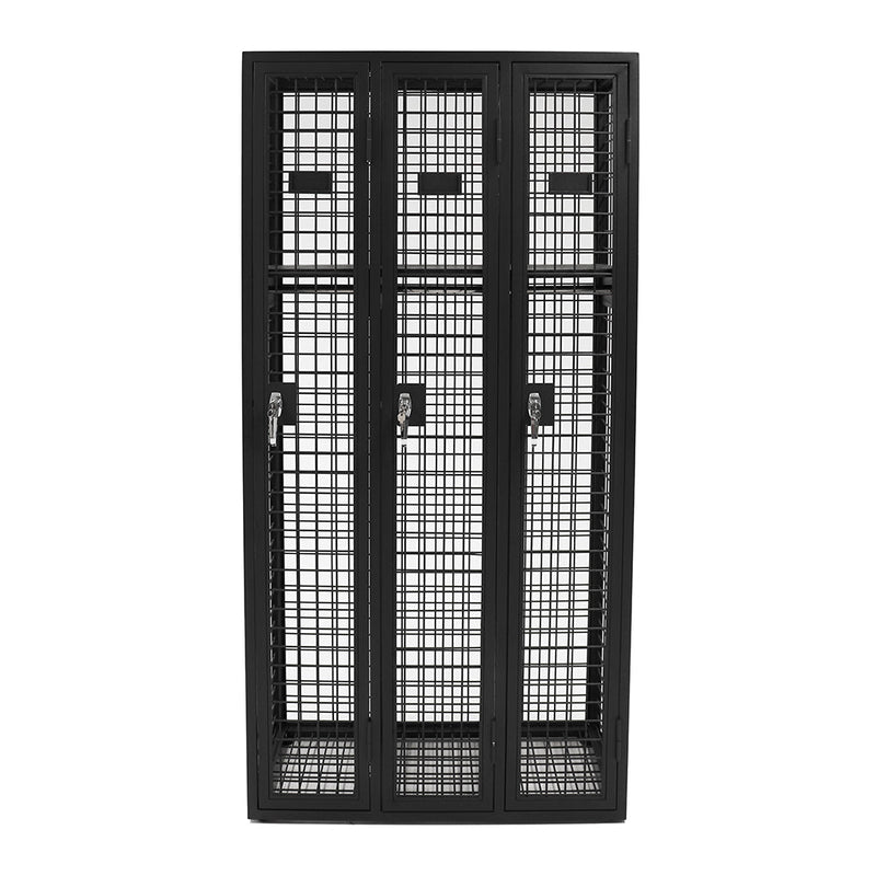 Steel Mesh 3 Door Locker front view in graphite ripple finish
