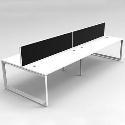 Double Sided Workstations with Screens 2, 4 & 6 person Loop leg - Four Person Cluster - pimp-my-office-au