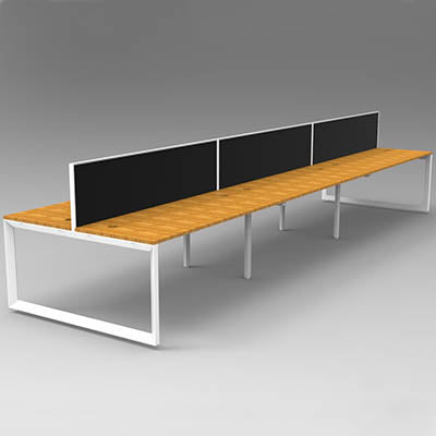 Double Sided Workstations with Screens 2, 4 & 6 person Loop leg - Four Person Cluster - pimp-my-office-au