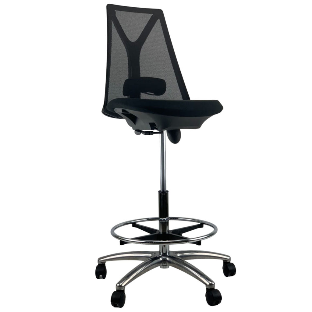 VOGUE-Black-MIDNIGHT-Mesh-Chrome-Base-Drafting-Office-Chair