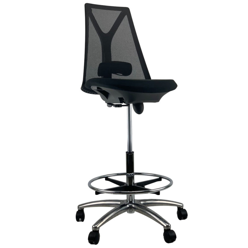 VOGUE-Black-MIDNIGHT-Mesh-Chrome-Base-Drafting-Office-Chair