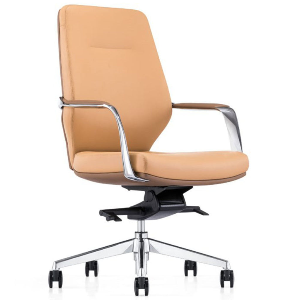 ELON-Beige-PU-Leather-Medium-Back-Executive-Office-Chair