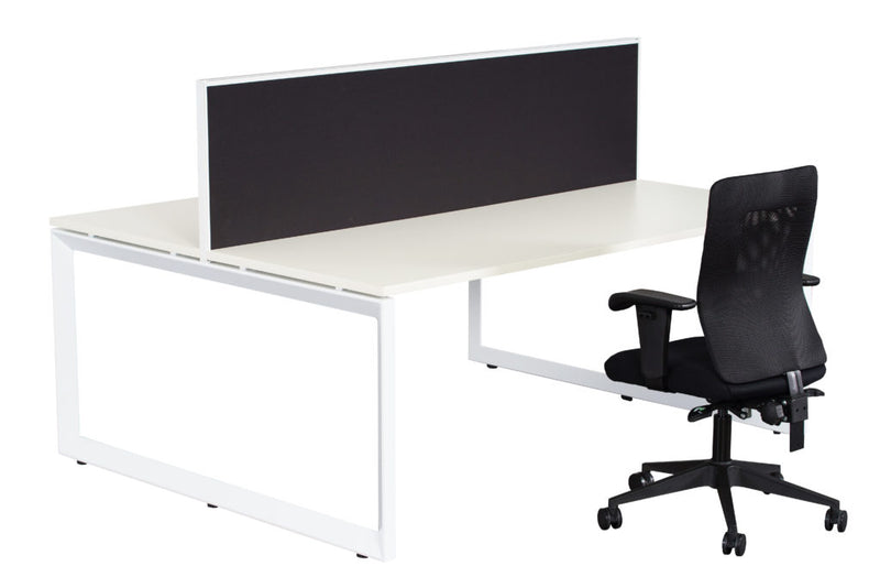 Double Sided Workstations with Screens 2, 4 & 6 person Loop leg - Four Person Cluster - pimp-my-office-au
