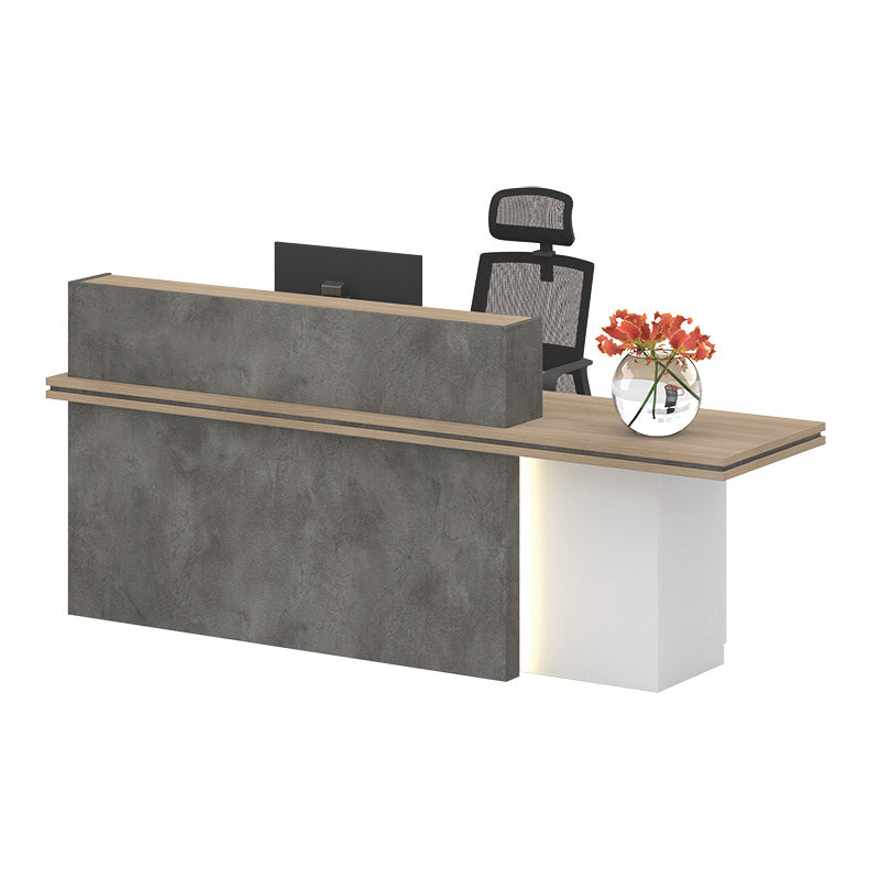 JARIN Reception Desk 2.4M Right Panel - Carbon Grey & White Colour