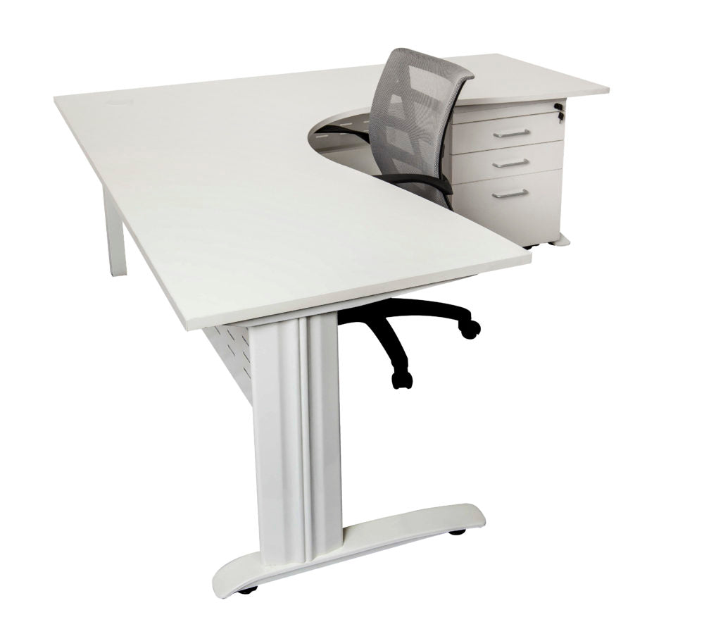 Span White Corner Workstation