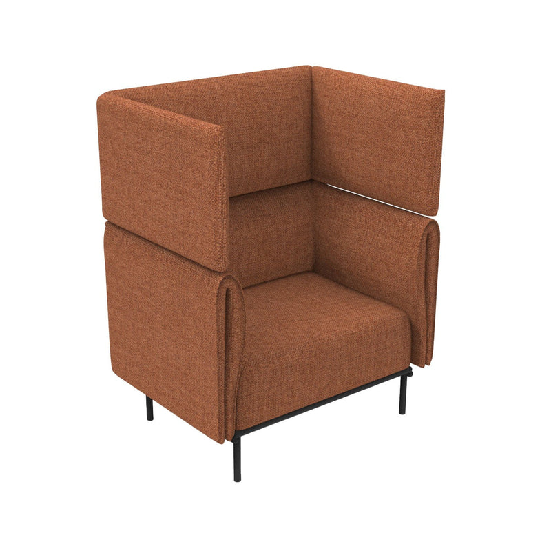 Velto 1 Seater Acoustic Lounge in rust upholstery with black legs