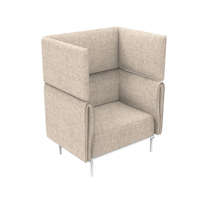 Velto 1 Seater Acoustic Lounge in stone upholstery with white legs
