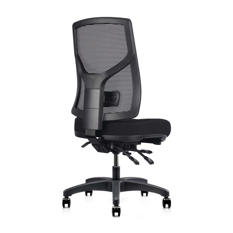 Gust chair rear angle showing black mesh back and adjustable lumbar support