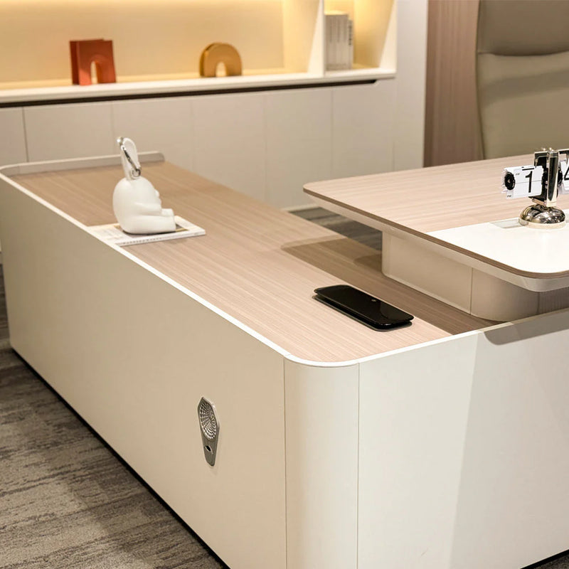 executive office desk with right return and wide desktop workspace