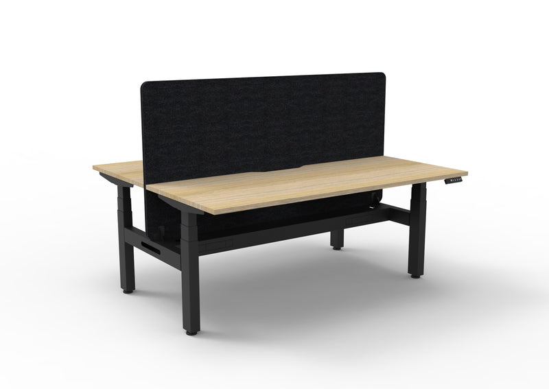 sit stand office workstation with integrated cable management tray