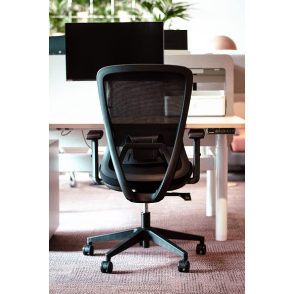 Modern mesh task chair with ergonomic support and armrests