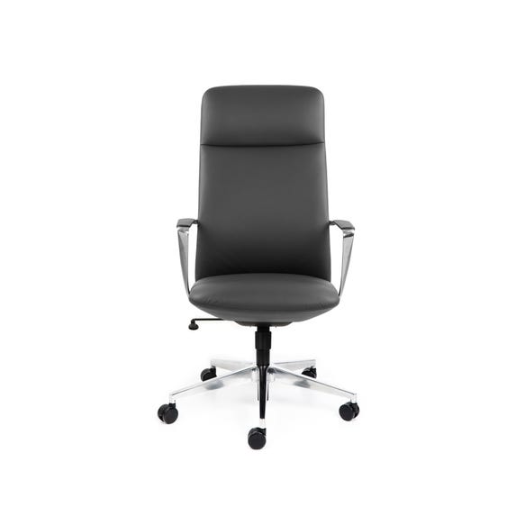 Modern black leather boardroom chair with high back support