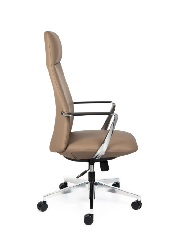 Ergonomic tan leather office seating for boardrooms and conference rooms