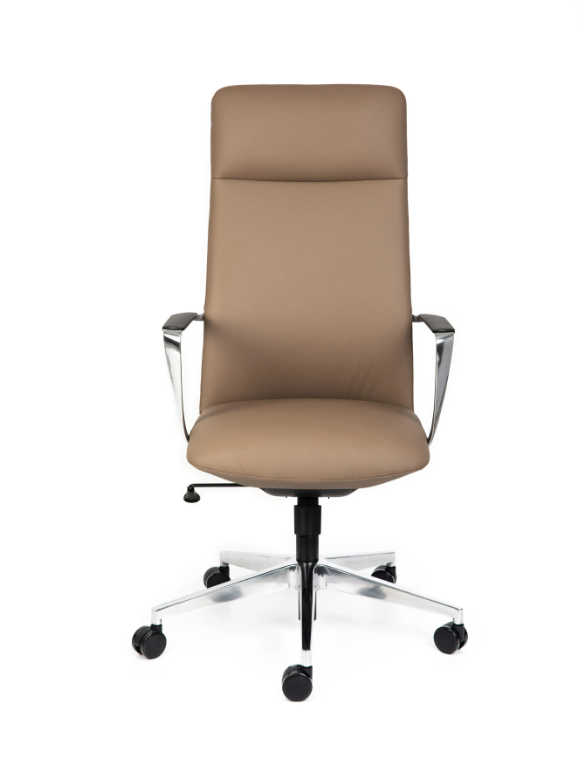 High back executive chair with premium tan leather finish