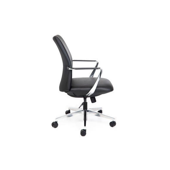 Premium black leather mid back office chair for executive workspaces