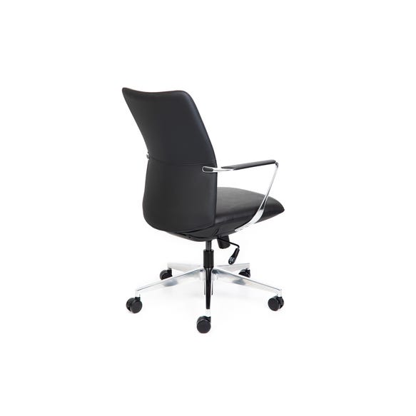 Modern executive boardroom chair with black leather upholstery