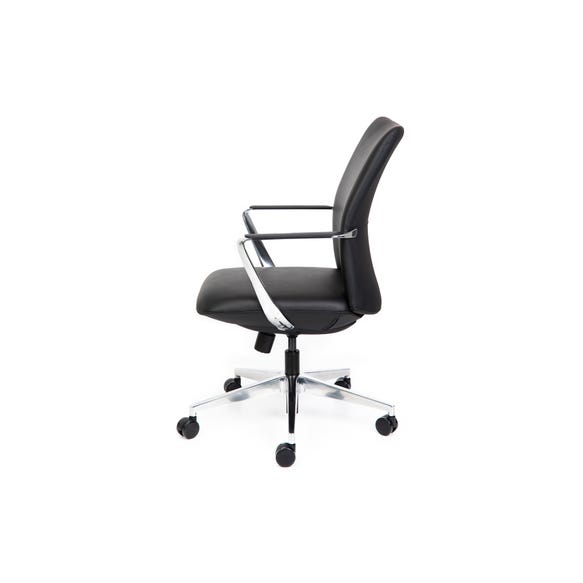 Black leather meeting room chair for commercial office interiors