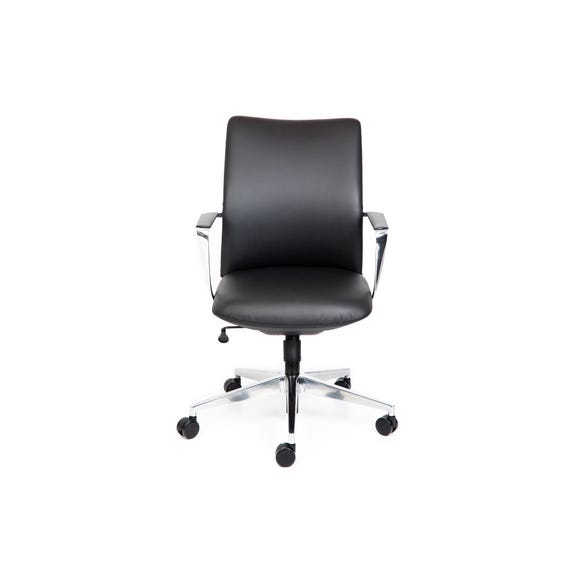 Mid back black leather office chair for conference and boardroom spaces