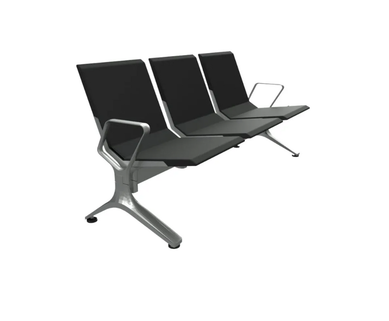 commercial waiting room seating 3 seat beam chair black polyurethane