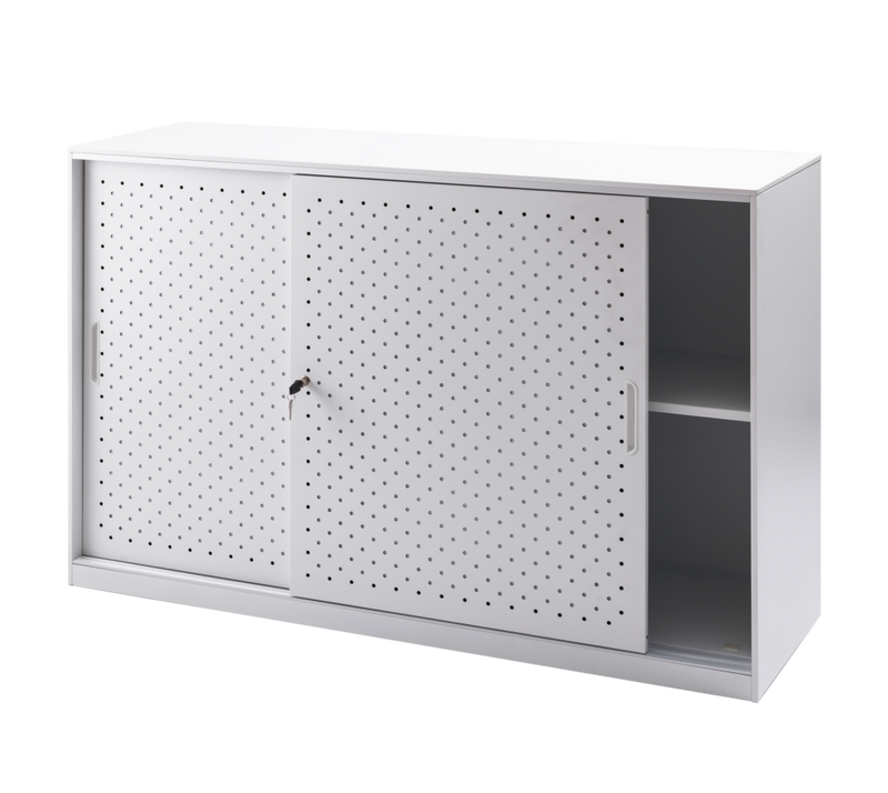 GO Tambour Door Cupboard 1530mm Perforated sliding door office storage cabinet with adjustable shelves