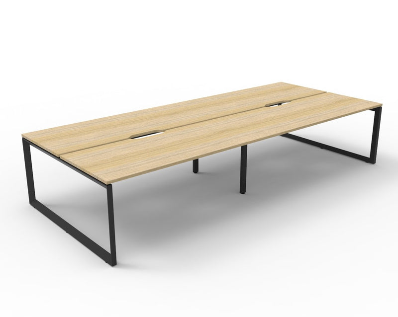 Commercial back to back workstation desk with loop legs 4 person