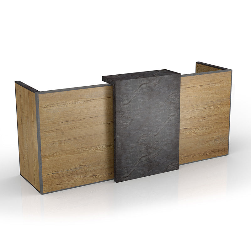 DEWITT Reception Desk 2.4M - Tobacco & Dark Concrete