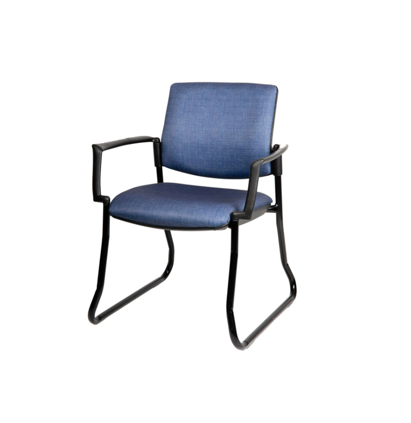 commercial Venice Linea sled base arm chair with upholstered fabric finish