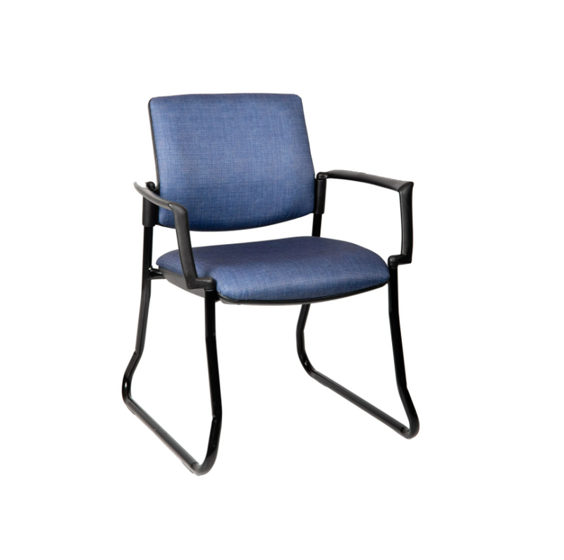 Venice Linea reception chair with sled frame and waterfall seat design
