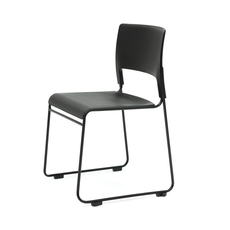 Sled base stacking chair side view for training room seating