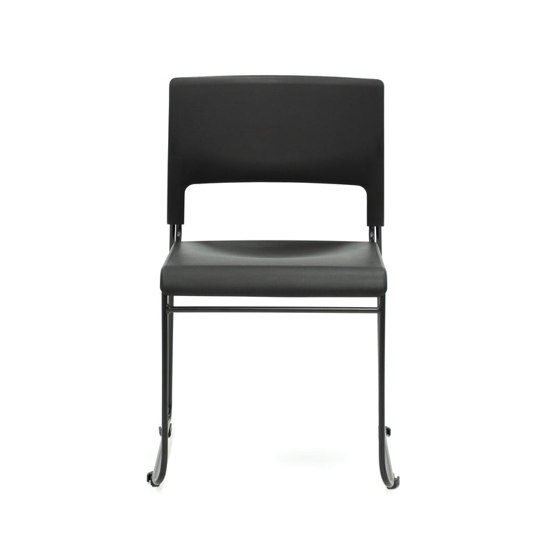 Apollo Sled Base Stacking Chair with black shell and sled frame