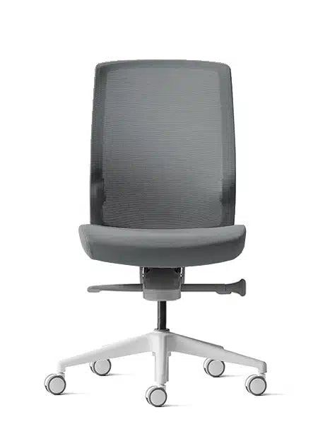 Aveya white frame office chair without arms front view