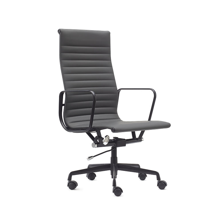 Bruno High Back Executive Chair in black in CHARCOAL PU upholstery