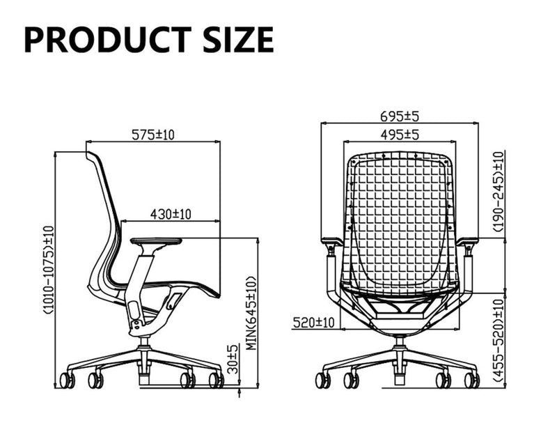 Gravity Ergonomic Office Chair size