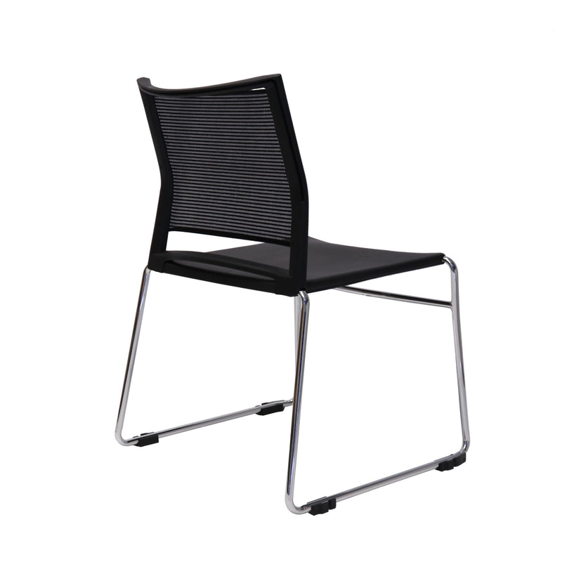 Black mesh visitor chair front view for meeting rooms