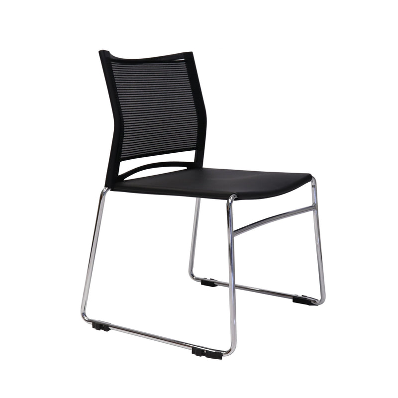 Stackable black visitor chair for row seating layouts