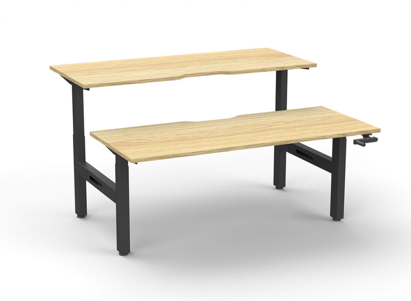 Boost Crank Back To Back Workstation with oak top and black frame