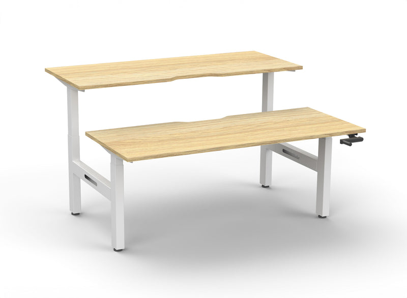 Boost Crank Back To Back Workstation with oak top and white frame