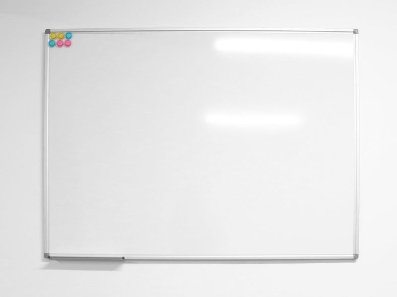 Rapidline Magnetic Whiteboard front view with aluminium frame and pen tray