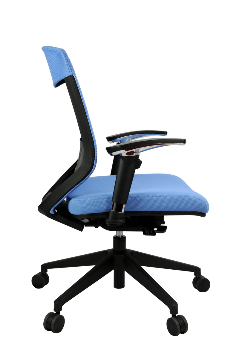Style ergonomic Mesh Chair blue colour side view